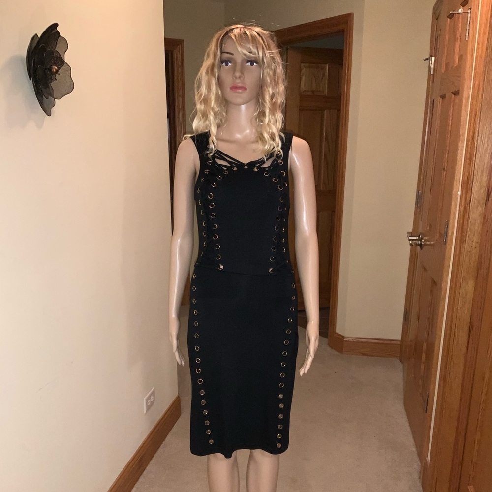 NWOT - PARVENUE BLACK DRESS WITH GOLD HARDWARE
